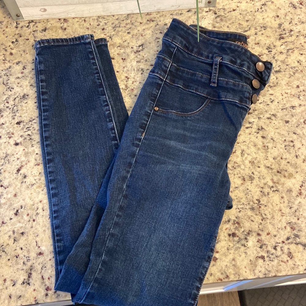 High waisted button up jeans